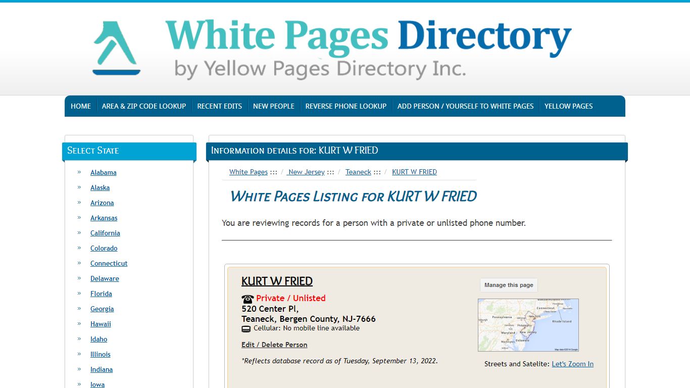 Kurt W Fried in Teaneck, NJ - Listing Details - The Official Yellow Pages®